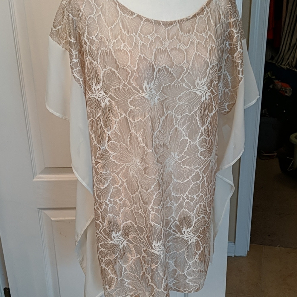 Long Rose gold lace top
